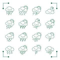 Fototapeta premium cute weather icons set.