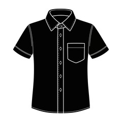 Black short sleeve button up shirt with pocket