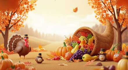 Thanksgiving Turkey and the Harvest Scene