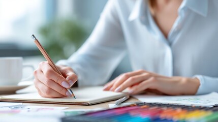 Person writing in notebook