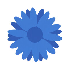 Fototapeta premium Vivid blue flower with textured petals and central circular detail isolated on white background