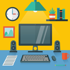 Professional desk with frontal view