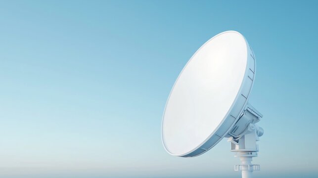 Close up macro shot of radar antenna from air defence system rotating under clear sky.
