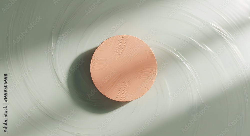 Aufkleber abstract composition with peach disk and swirling background texture