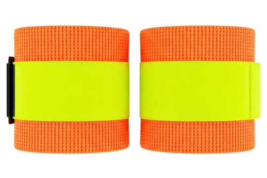 Bright reflective safety armbands for nighttime running or cycling isolated on a transparent background