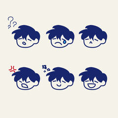 Set of people avatar icon faces drawing stickers. 