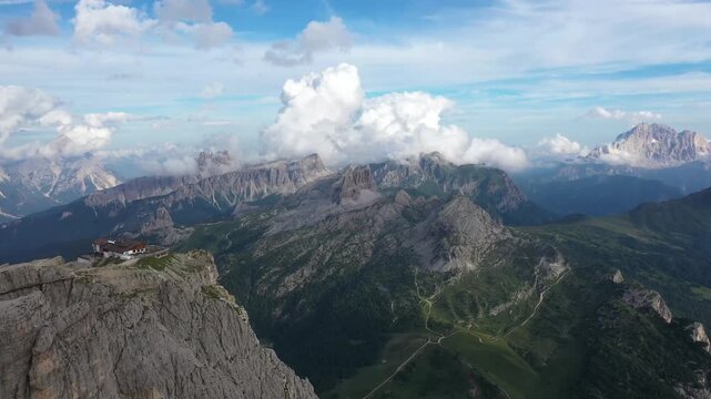 aerial, drone view from lagazuoi, dolomites
