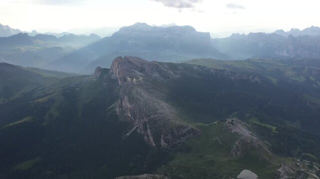aerial, drone view from lagazuoi, dolomites