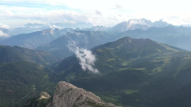 aerial, drone view from lagazuoi, dolomites