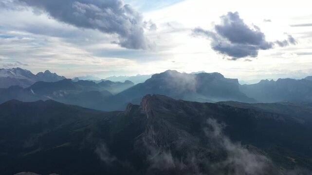 aerial, drone view from lagazuoi, dolomites