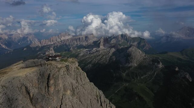 aerial, drone view from lagazuoi, dolomites