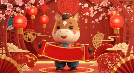 2026 New Year cute horses celebrate the New Year