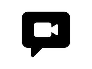 Fototapeta premium Video camera icon inside a speech bubble representing digital communication and online conferencing isolated on a transparent background for commercial