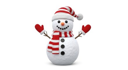 Festive Snowman with Red Hat, Scarf and Mittens