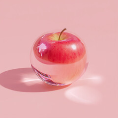 Globe sphere orb Apple concepts on pastel pink background. minimal idea food and fruit concept. An idea creative to produce work within an advertising marketing communications. Business concepts