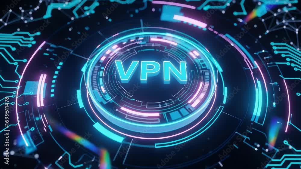 Poster glowing vpn network connection with abstract circuit background, vpn security, and future technology