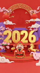 The 2026 Golden Horse welcomes the God of Wealth to the poster background