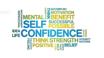 Self Confidence animated word cloud-text design animation tag kinetic typography seamless loop.