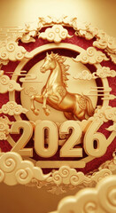 2026 Golden Horse and Auspicious Clouds welcome the New Year
