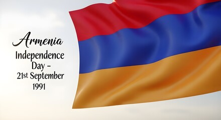 Armenia independence day september 21st 1991 armenian flag waving in the wind