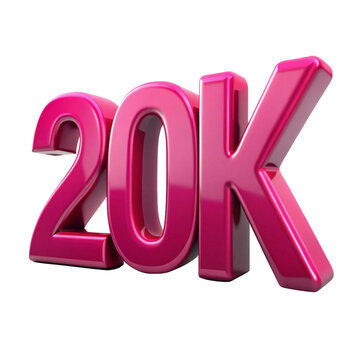 3d icon of shiny pink 20k render isolated on transparent background for social media post