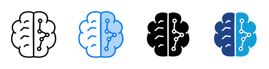 neural network icon set multiple style collection