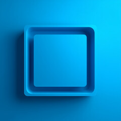 Minimalist Background with Embossed 3D Shape. Blue Gradient Surface with Raised Square. 3D Render.