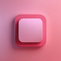 Minimalist Background with Embossed 3D Shape. Pink Gradient Surface with Raised Square. 3D Render.