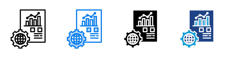 data processing icon set multiple style collection