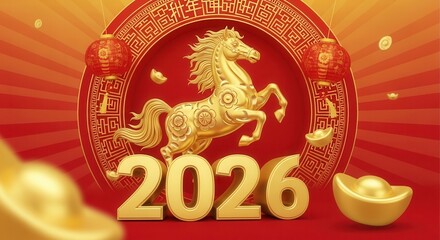 New Year National Trend 2026 Year of the Horse poster material