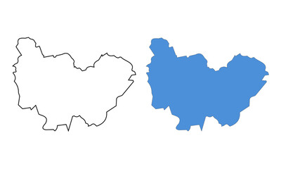 Bourgogne-Franche-Comte, map of administrative division, region, of France. Map with detailed outline and blue silhouette	