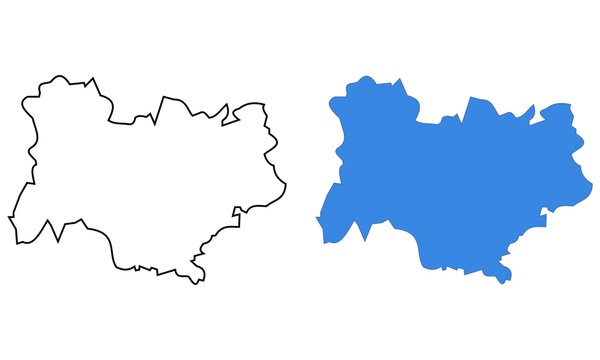 Auvergne Rhone Alpes, map of administrative division, region, of France. Map with detailed outline and blue silhouette	