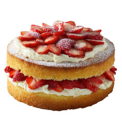 3d illustration of strawberry shortcake dessert isolated on transparent background