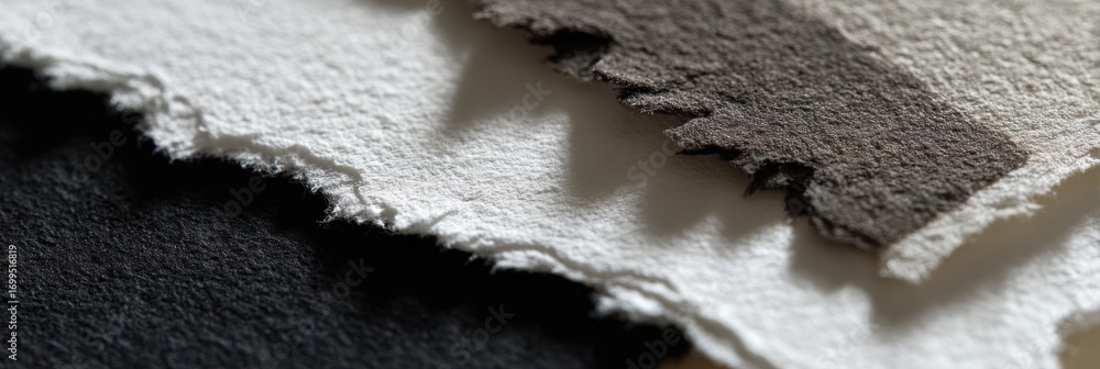 Poster textured paper samples showcasing contrasting colors and edges during an art project in a creative s