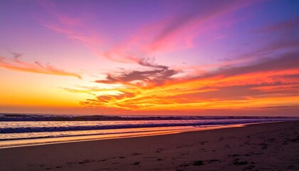 Fototapeta premium Beach sunset with vibrant sky