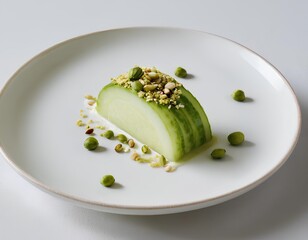Pistachio Panna Cotta with Crushed Nuts and Elegant Plating