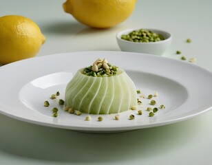 Pistachio Panna Cotta with Crushed Nuts and Elegant Plating