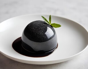 Black Sesame Mousse with Coconut Cream and Seed Garnish