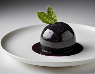 Black Sesame Mousse with Coconut Cream and Seed Garnish