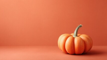 Premium Authentic Autumn Pumpkin on Orange Background Modern Seasonal Halloween Decoration for Millennial Lifestyle Marketing and Social Media Campaigns