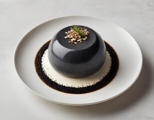 Elegant Mango Panna Cotta Dessert with Mint Garnish and Crunchy Quinoa