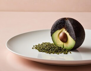 Matcha Dessert Sphere with Black Sesame Crumble and Toasted Seeds