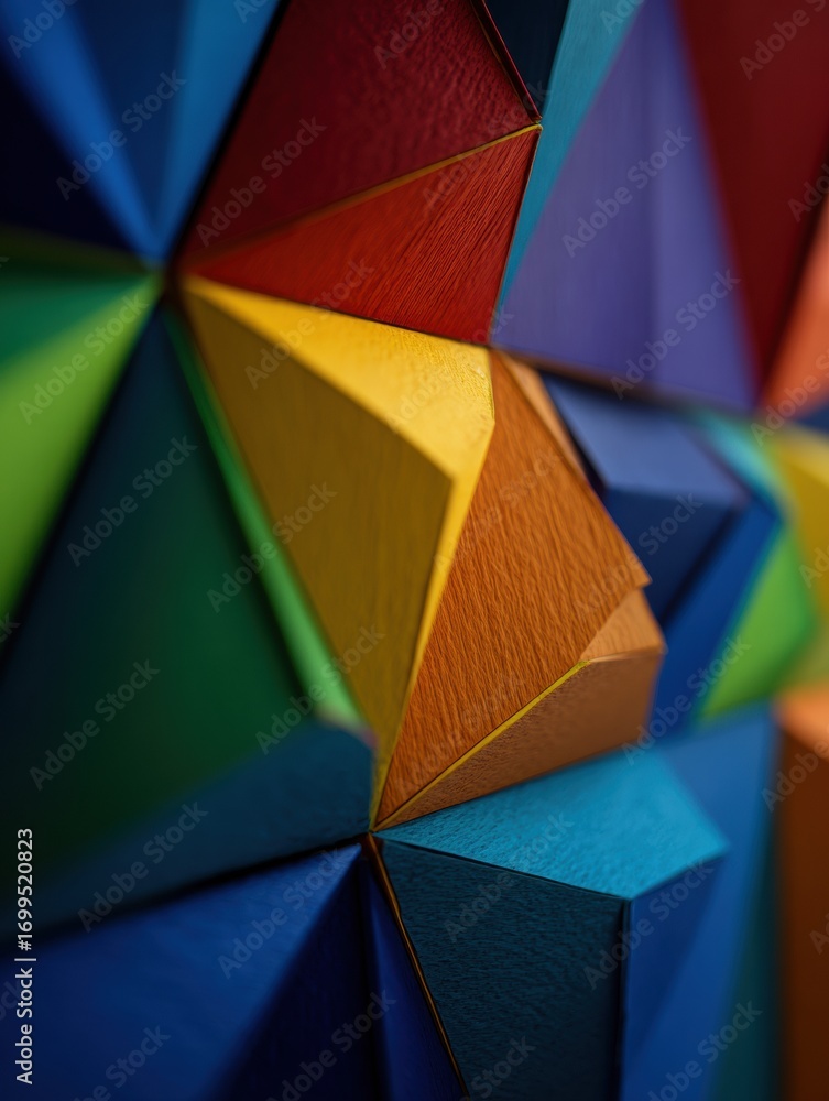 Aufkleber multicolored geometric shapes create a vibrant wall decor in an artistic display of color and textur