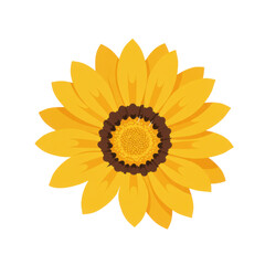 Detailed illustration of a vibrant sunflower with textured petals and brown center isolated on white background