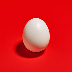 Fototapeta premium Top view of white egg isolated on red creative abstract.