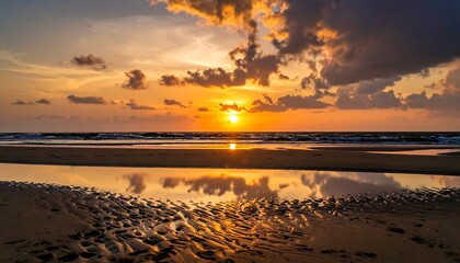 Golden hour sunset reflected
