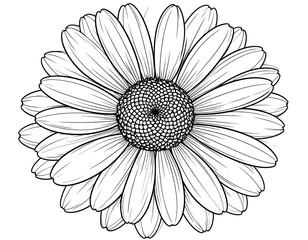 Delicate daisy outline illustration, a clean floral design, perfect for crafts
