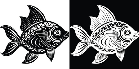 Vibrant tribal fish illustration captures oceanic beauty and marine life with intricate patterns for stunning designs