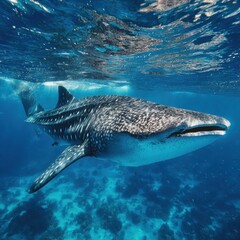 Stunning Whale Shark Close-Up in Pacific Ocean Premium Authentic Marine Life Image for Environmental Campaigns and Social Media Marketing