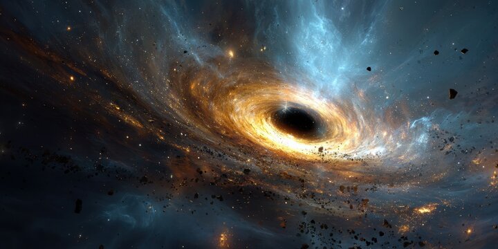 Premium High-Quality Black Hole and Meteorite Cosmic Swirl Modern Science and Technology Exploration for Millennial Marketing and Social Media Campaigns